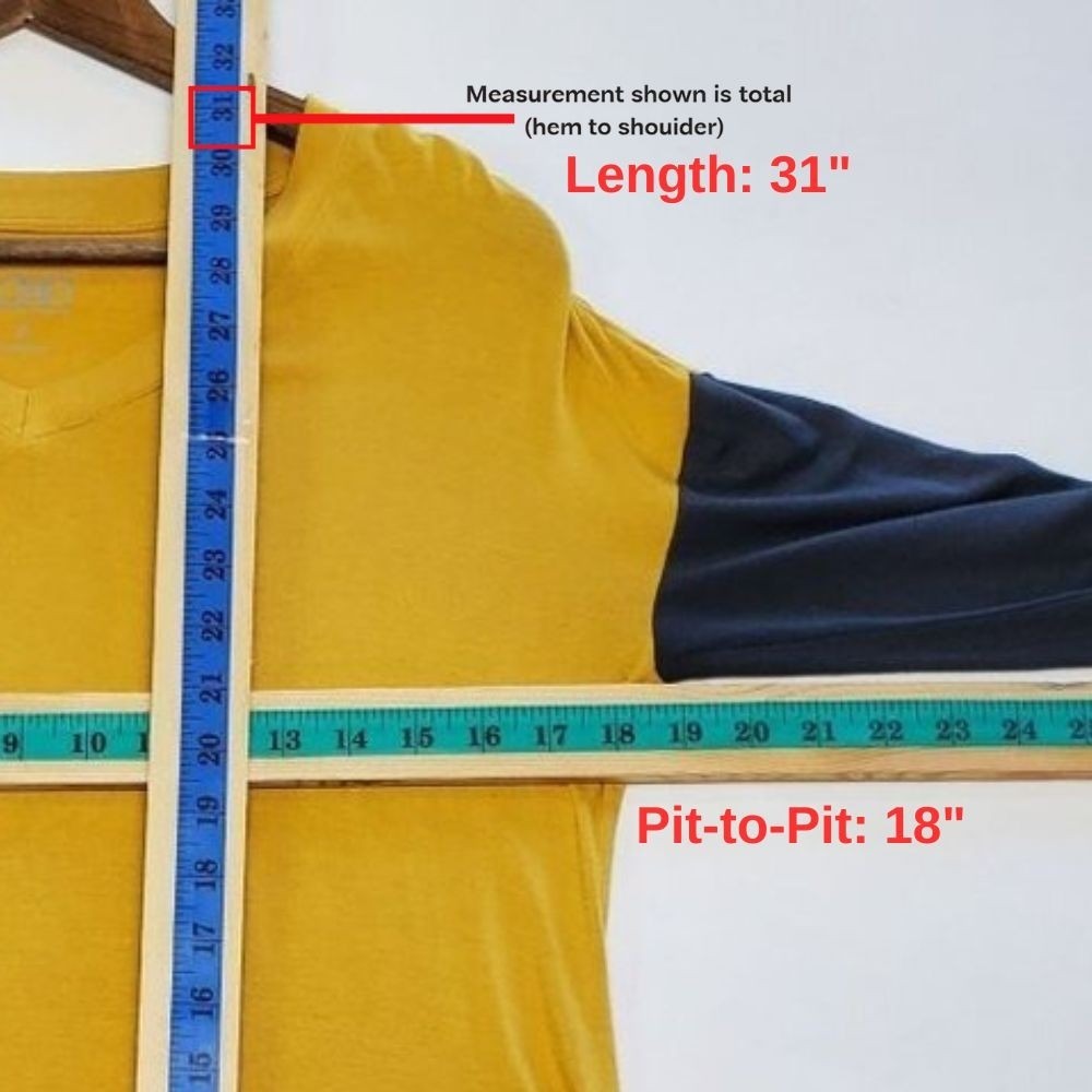 LOGO Lori Goldstein Womens S Mustard Colorblock Tunic Top Asymmetrical Hem - Picture 8 of 9